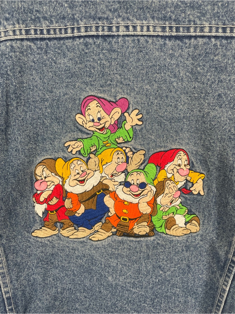 Vtg Disney Snow White 7 Dwarfs Blue Denim Jean Jacket Mens Sz L - Picture 6 of 10